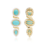 18k yellow gold white onyx Amalfi Earrings with Sleeping Beauty Turquoise by Sorellina tiny gods one of a kind back view