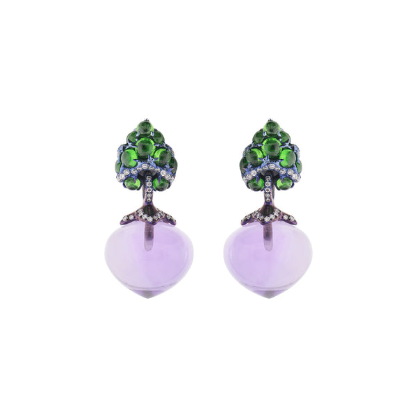 Amethyst flower bud earrings by Arunashi Tiny Gods