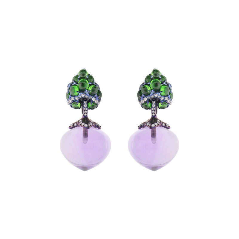 Amethyst flower bud earrings by Arunashi Tiny Gods