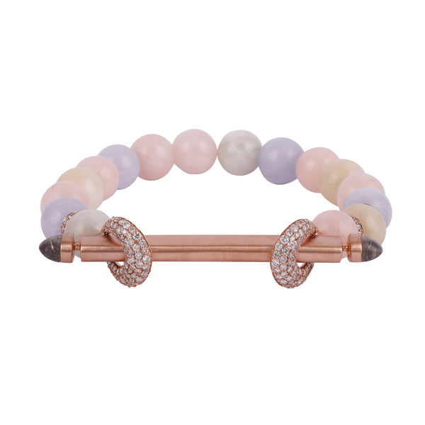 18k rose gold Candy Beryl & Solid Rose Gold Chakra Bracelet stretch bead bracelet by ananda tiny gods