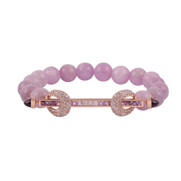 18k rose gold Kunzite and Lilac Ombre Chakra Bracelet Ananya stretch bead bracelet tiny gods