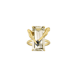 18k yellow gold rock crystal legs ring by Sauer Tiny Gods