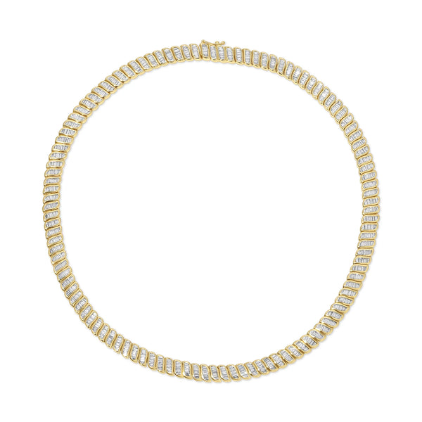 18k yellow gold diamond baguette Zoe choker necklace by Anita Ko Tiny Gods