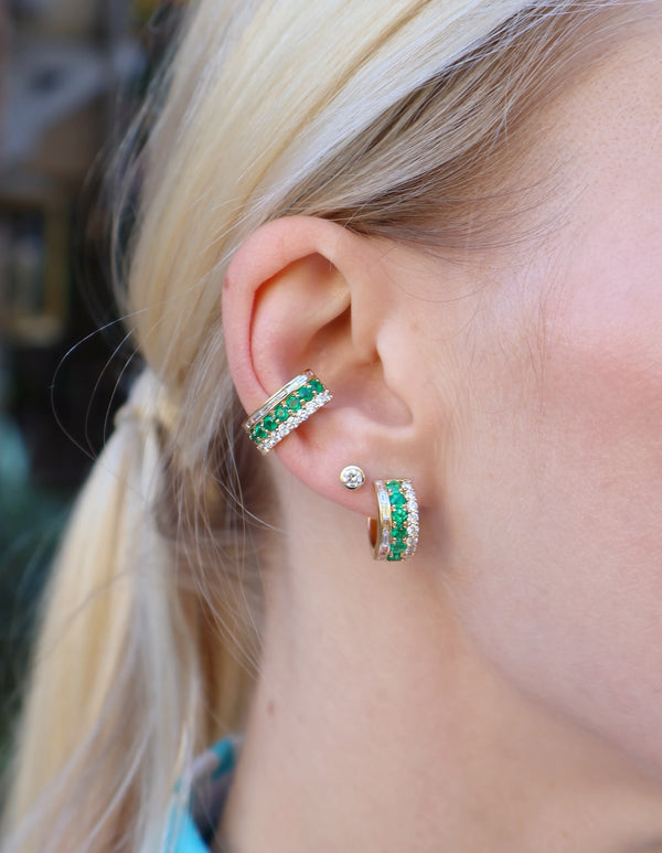 Anita Ko Emerald and diamond ear cut and hoops at tiny gods