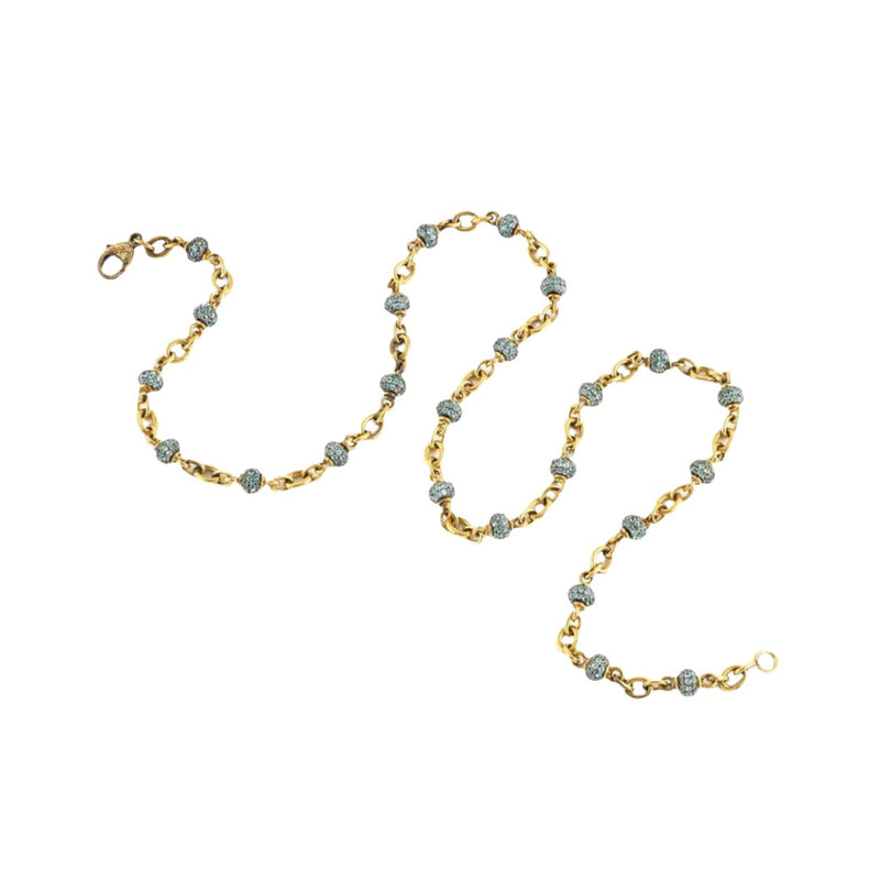 18k yellow gold aquamarine confetti bead chain necklace by Sylva and Cie tiny Gods