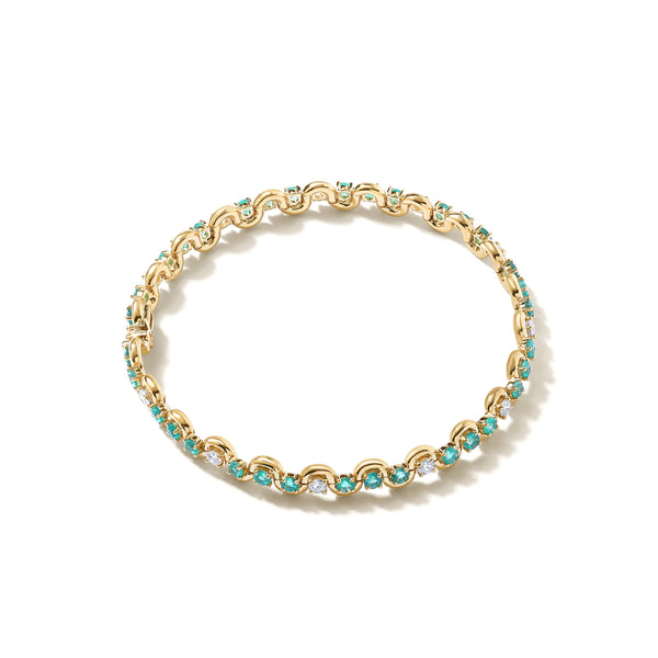 18k yellow gold emerald and diamond tennis bracelet by State Property Tiny Gods