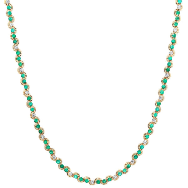 18k yellow gold Edessa emerald and diamond tennis necklace by State property Tiny Gods