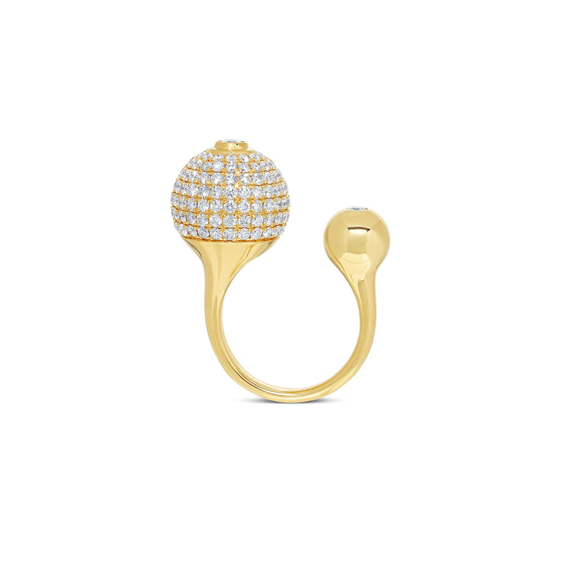 18k yellow gold Nemara grand pave diamond ball ring by State Property Tiny Gods