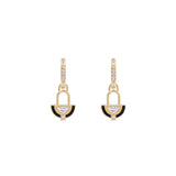 18k yellow gold diamond Sophia jet black pendant drop earrings by State Property Tiny Gods