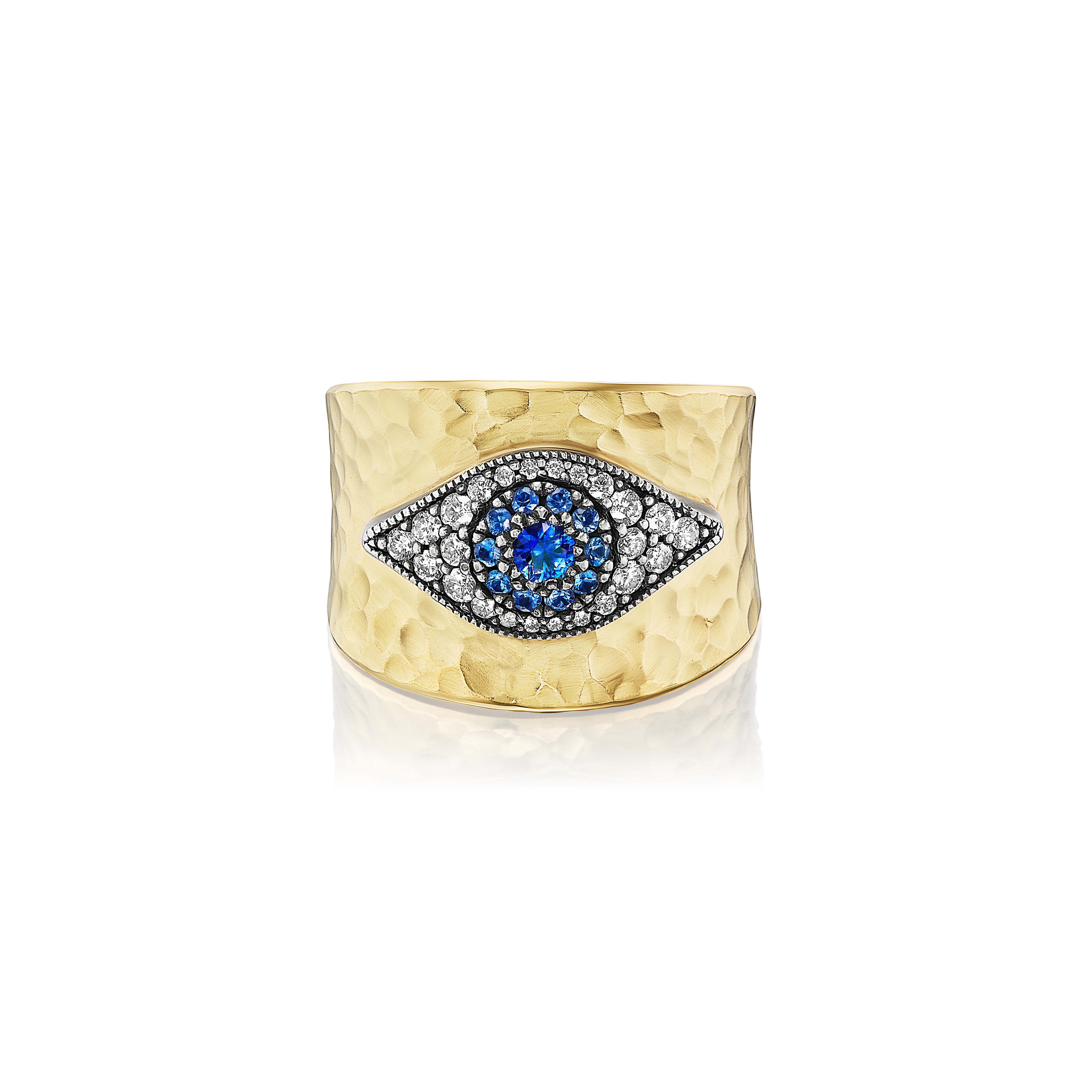 arman Sarkisyan 18k yellow gold veil eye sapphire diamond ring tiny gods 