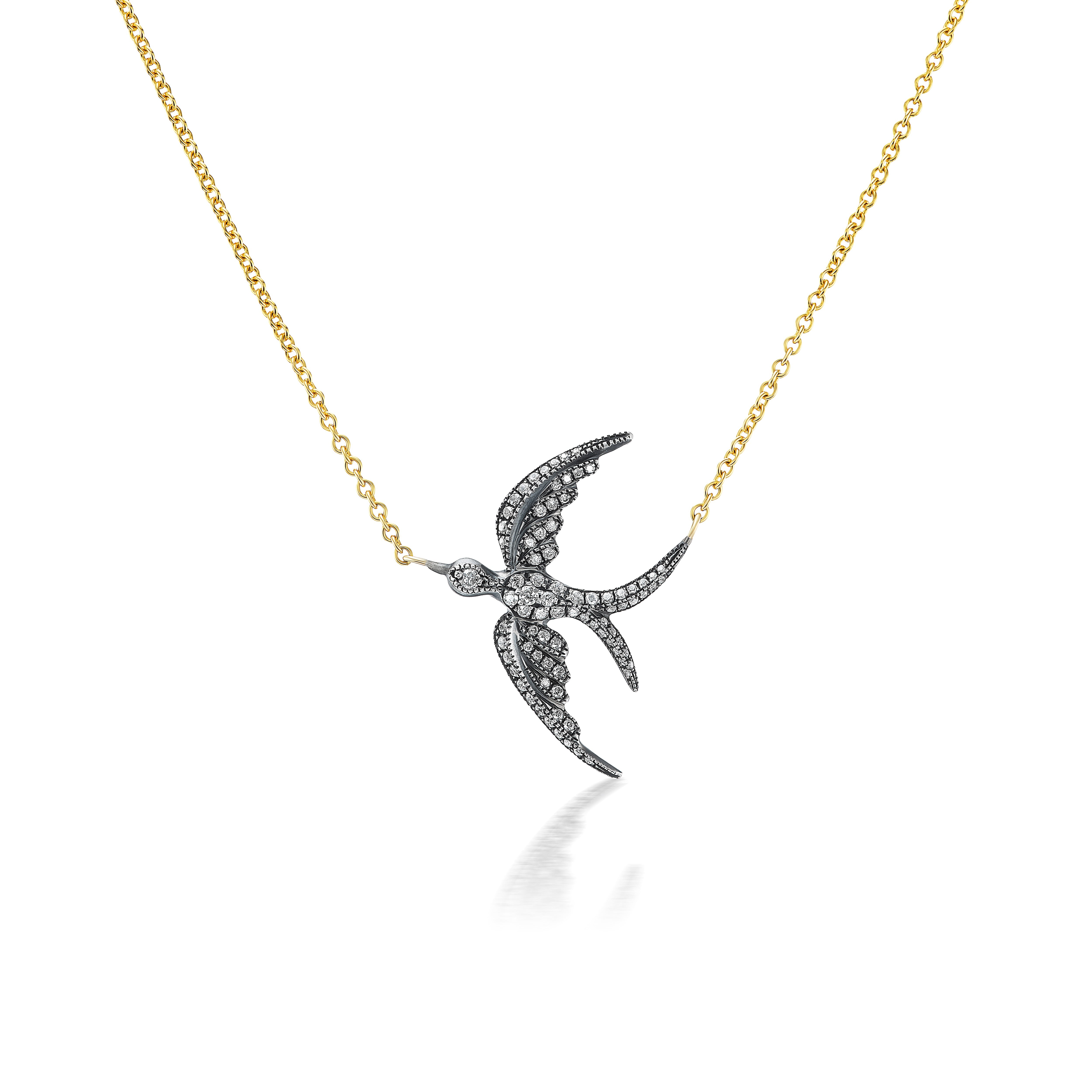 arman Sarkisyan sparrow bird diamond pendant necklace rhodium tiny gods 