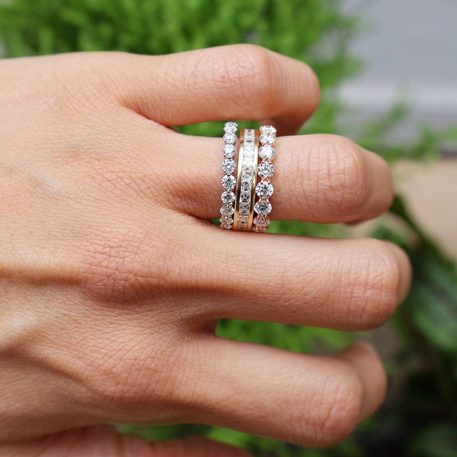 18k yellow gold 2ct asscher cut diamond channel set wedding engagement band Tiny Gods 