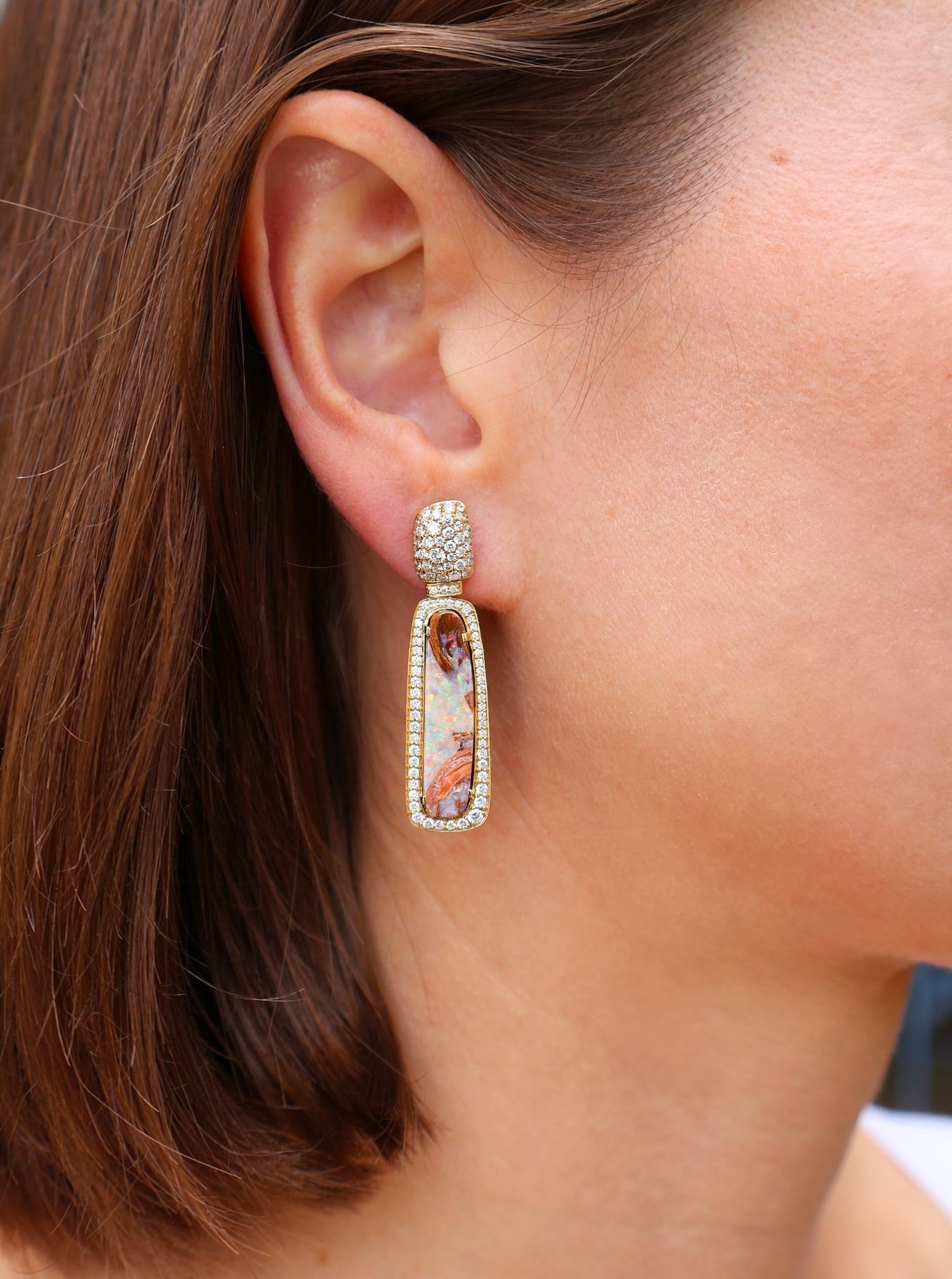 Australian Opal Bella Earrings with Diamonds goshwara tiny gods