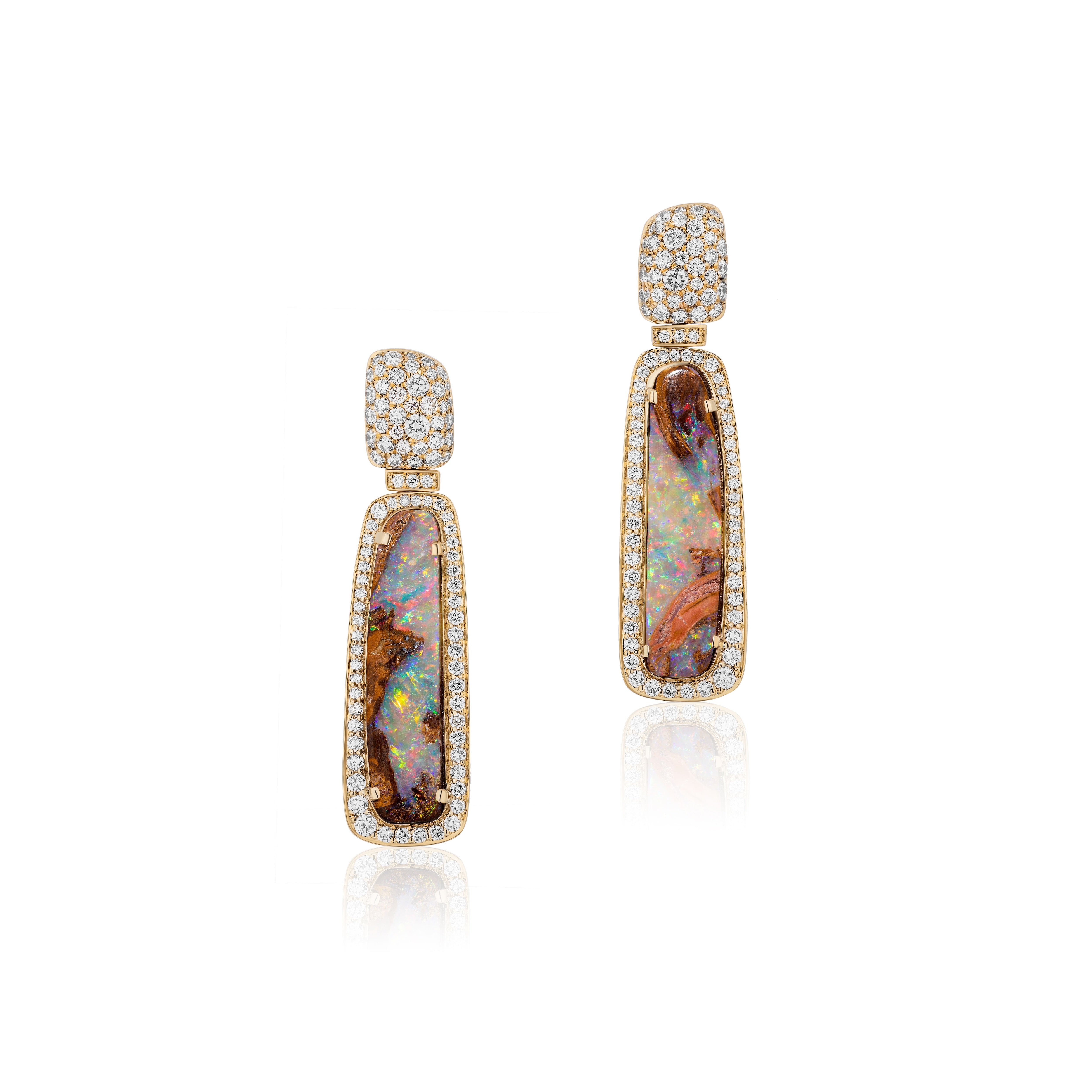 Australian Opal Bella Earrings with Diamonds goshwara tiny gods