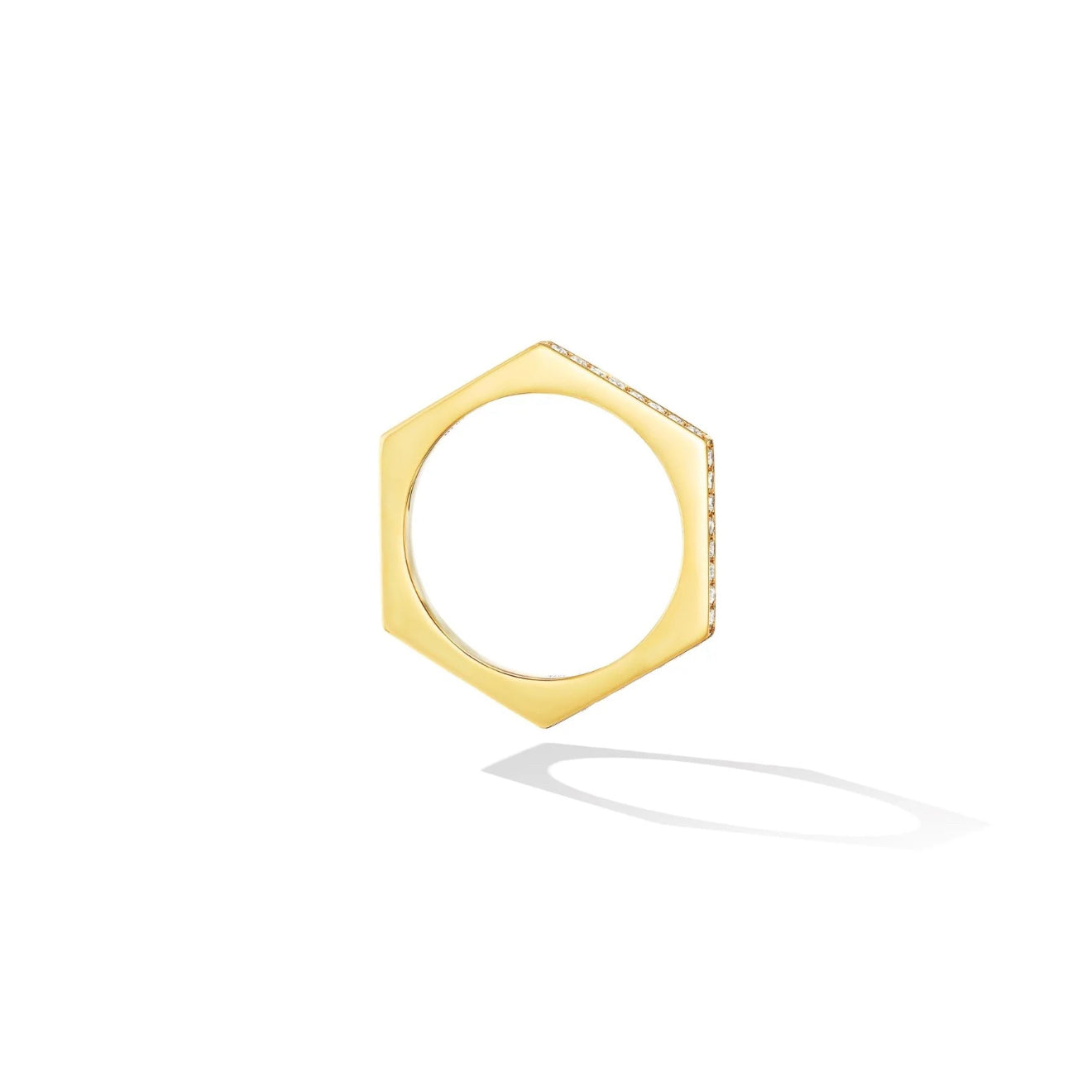 18k yellow gold b home stacking diamond ring by Cadar Tiny Gods 