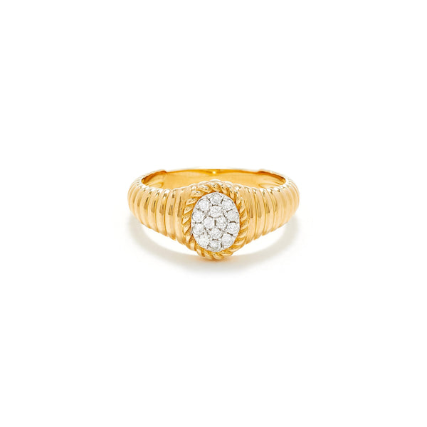 BABY CHEVALIERE OVALE BERLINGOT DIAMANTS OJ oval diamond ring pinky tiny gods Yvonne Léon