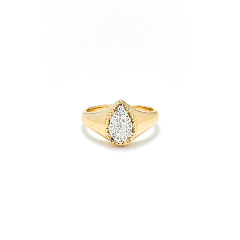 SET BABY CHEVALIERE POIRE & MINI BAGUE VAGUE DIAMANTS OJ pear baby diamond wave band ring Tony gods Yvonne Léon