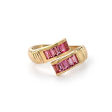 14k yellow gold baguette Pink Spinel Pleated Buckle Ring by Retrouvai Tiny Gods