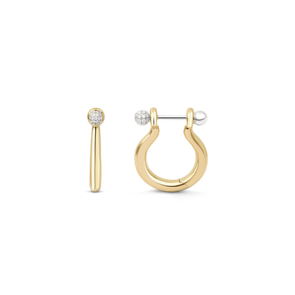 14k yellow gold diamond ball earring hoop small by rainbowK Tiny Gods