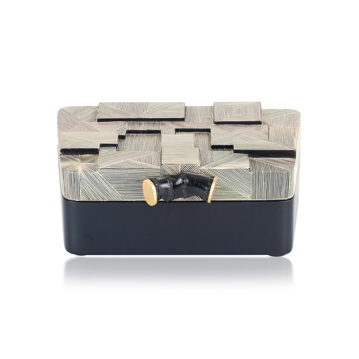 Black Straw Marquetry Jewelry Box