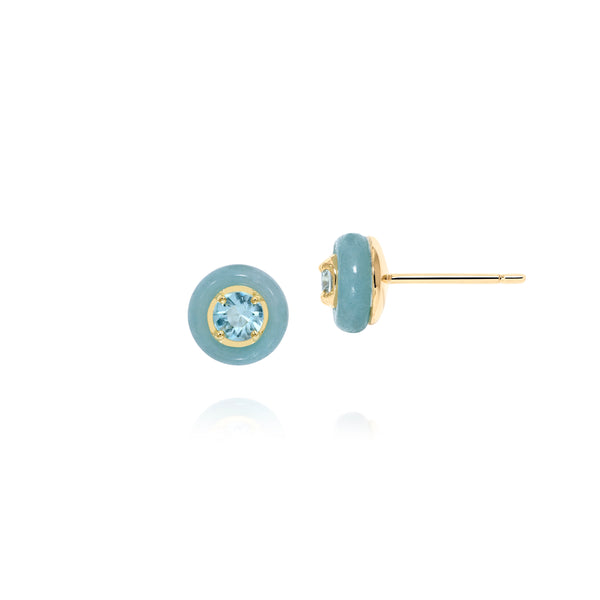 blue green topaz chakra stud earrings sauer tiny gods