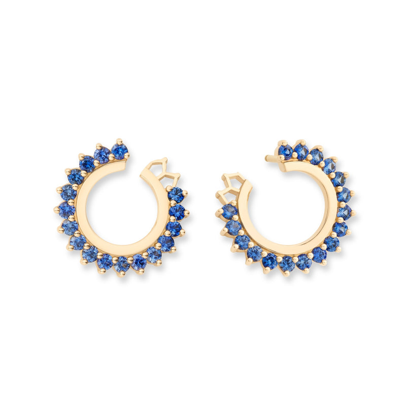 18k yellow gold blue sapphire vendome earrings by Nouvel Heritage Tiny Gods