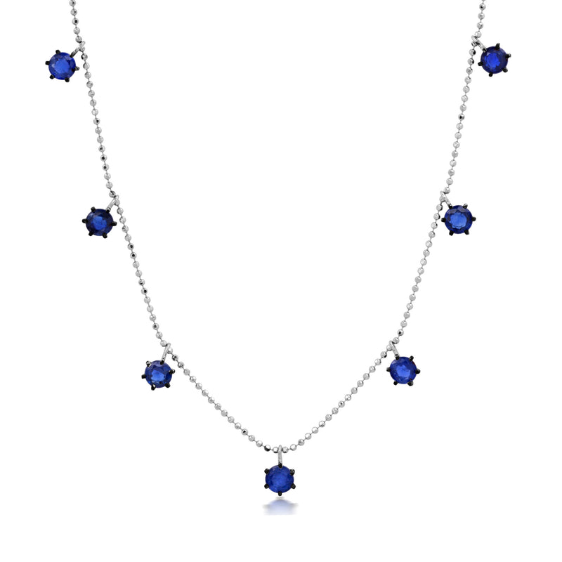 18k white gold blue sapphire floating necklace by Graziela Tiny Gods