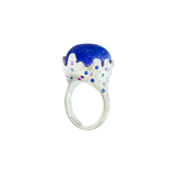 18k white gold blue tanzanite ring by Guita M Tiny Gods