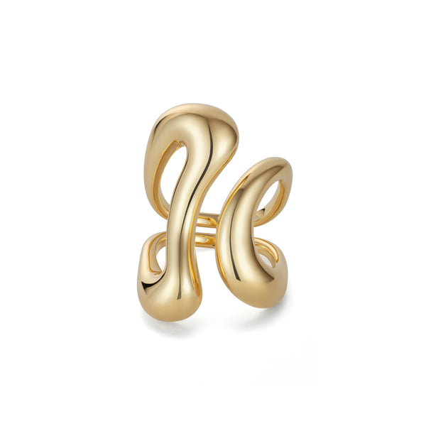 18k yellow gold bold stream open ring by Fernando Jorge Tiny Gods