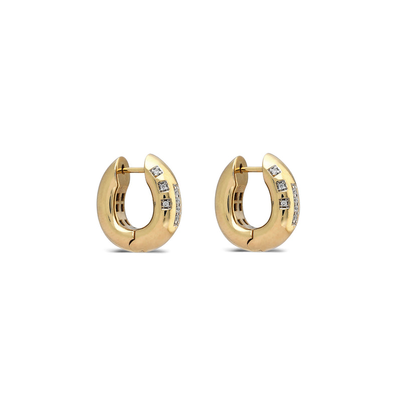 14k yellow gold diamond bomba hoop earrings by Ita Tiny Gods