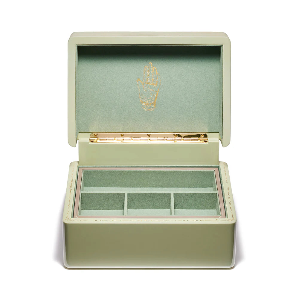 Mint green mini trunk jewelry box by Trove Tiny Gods 