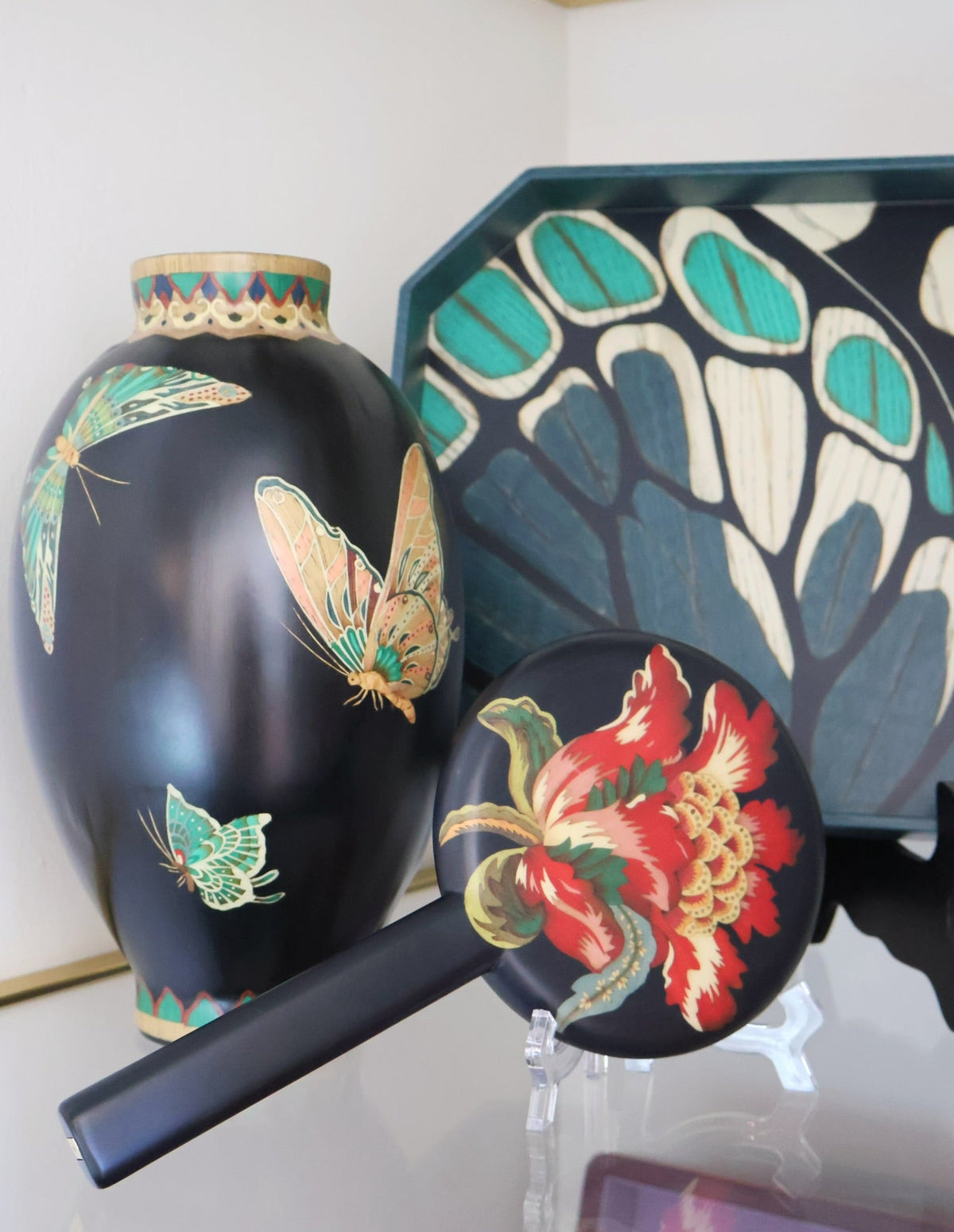 black wood marquetry butterfly vase by Silvia Furmanovich Tiny Gods