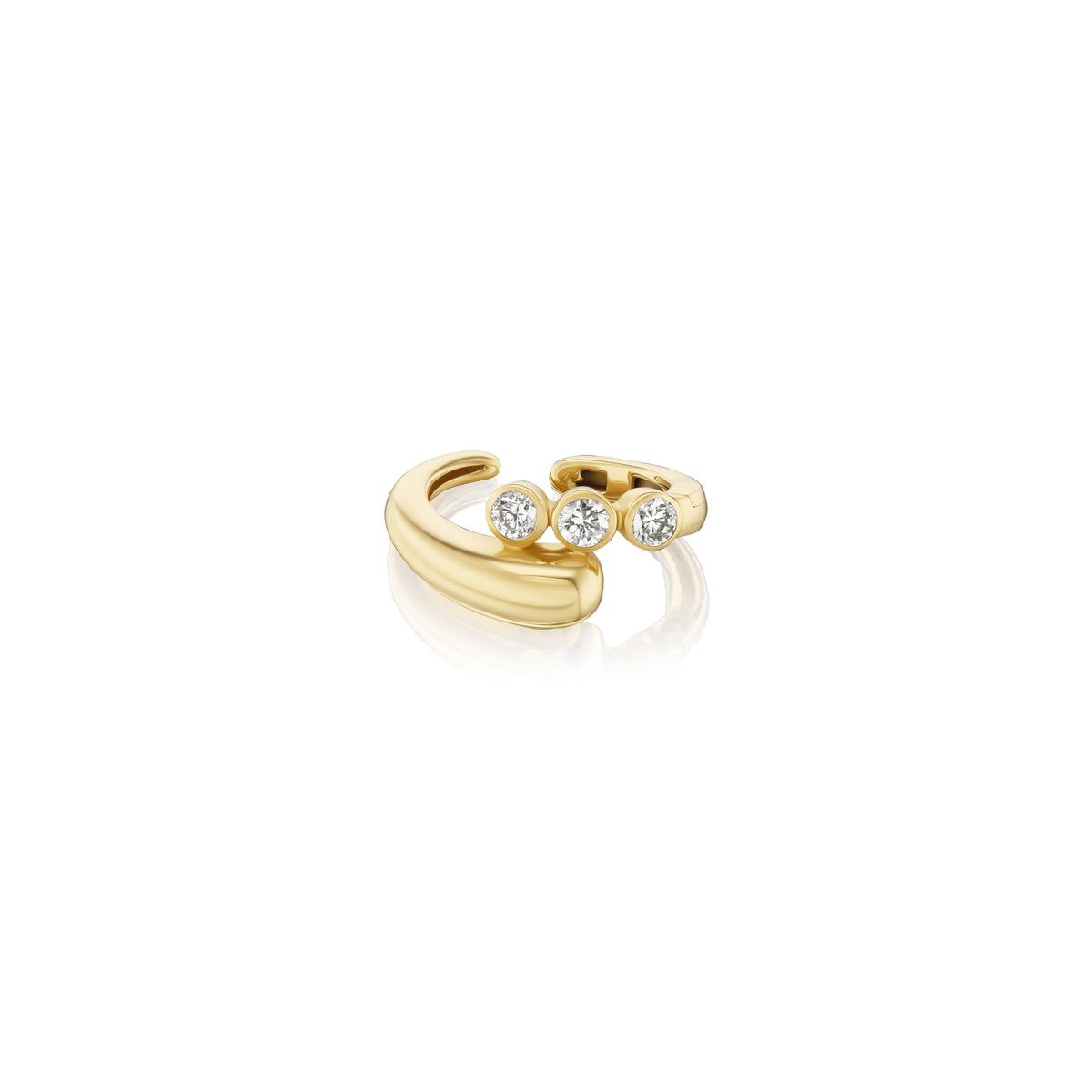 18k yellow gold diamond bypass hinged ear cuff earring by Tiny Gods