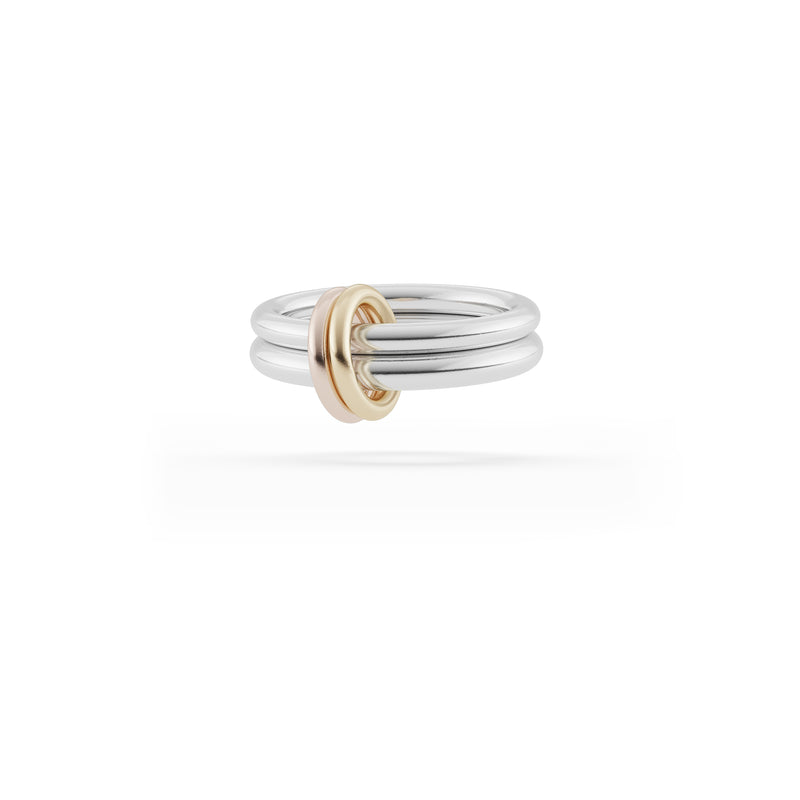 18k yellow and rose gold with sterling silver calliope ring by Spinelli Kilcollin Tiny Gods