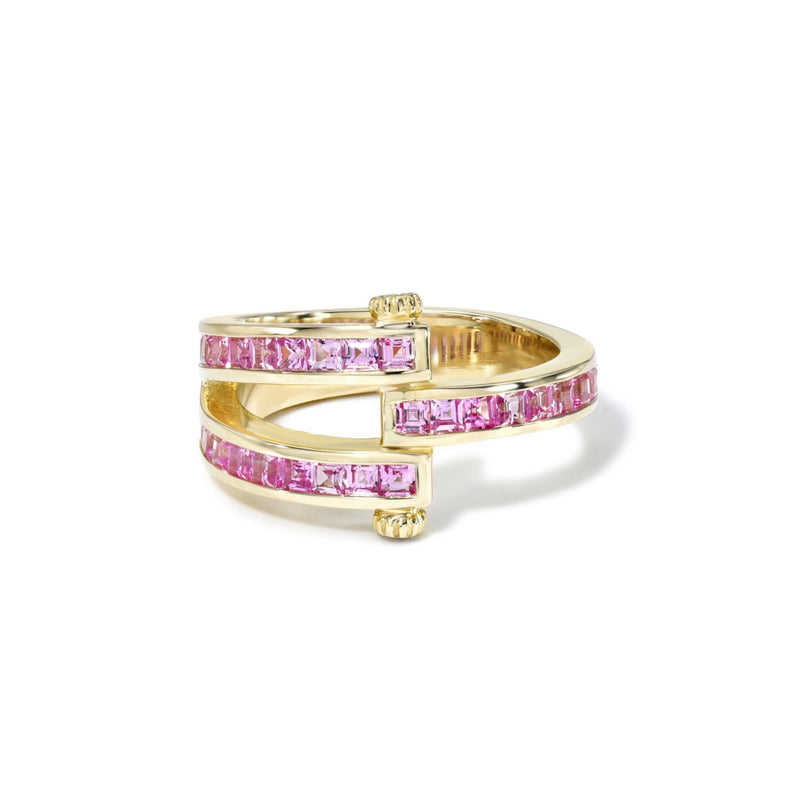 14k yellow gold carre cut pink sapphire magna ring Retrouvai Tiny Gods