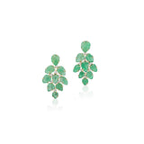 18k yellow gold hand carved emerald leaf statement earrings with diamonds by goshwara at tiny gods