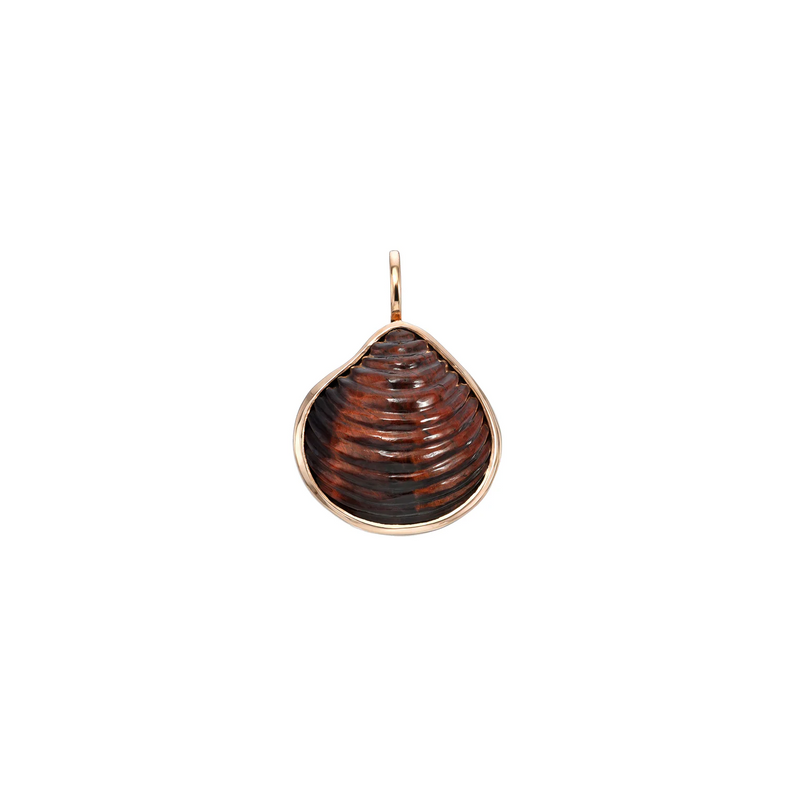 18k rose gold reg tiger eye carved Venus shell charm by Dezso Tiny Gods