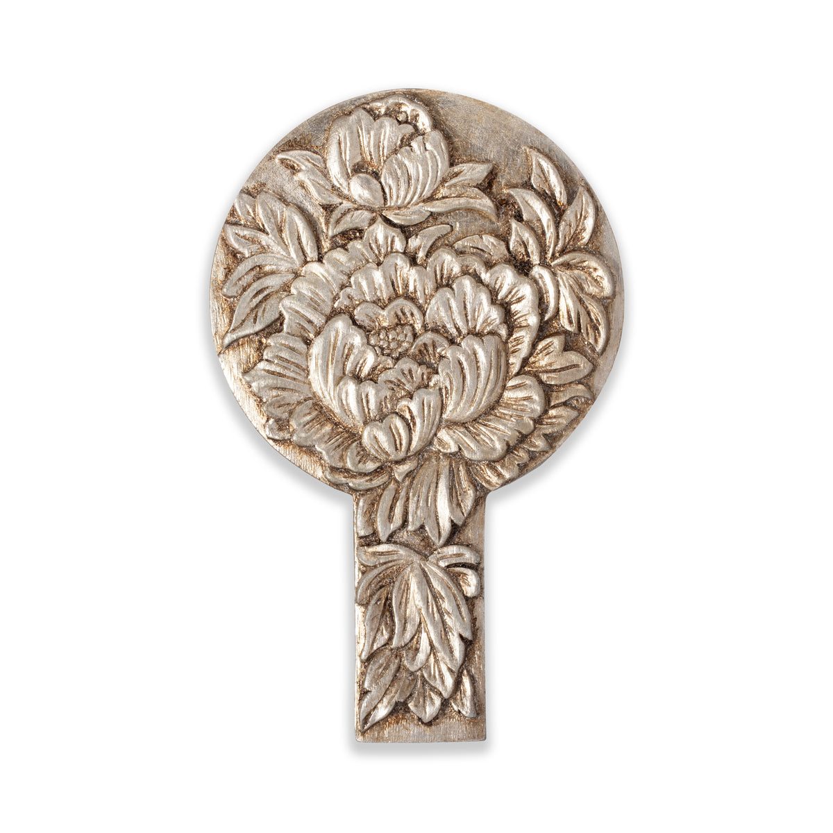 hand carved floral pattern wooden hand mirror by Silvia Furmanovich Tiny Gods 