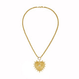 14k yellow gold cassandane large diamond heart medallion chain necklace by Lionheart Tiny Gods