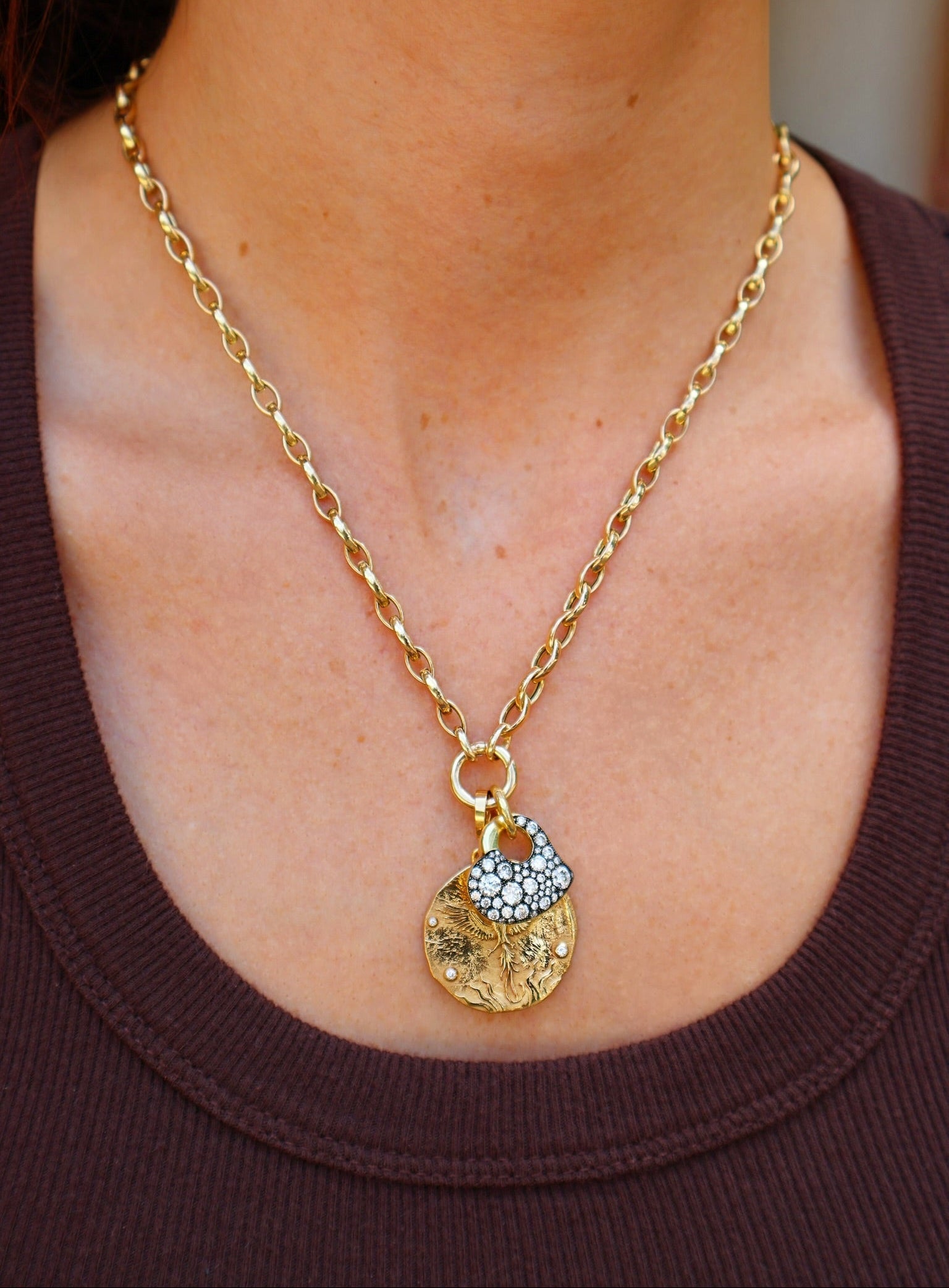 18k yellow gold diamond fill your heart pendant love talisman by Circa 1700 Tiny Gods 