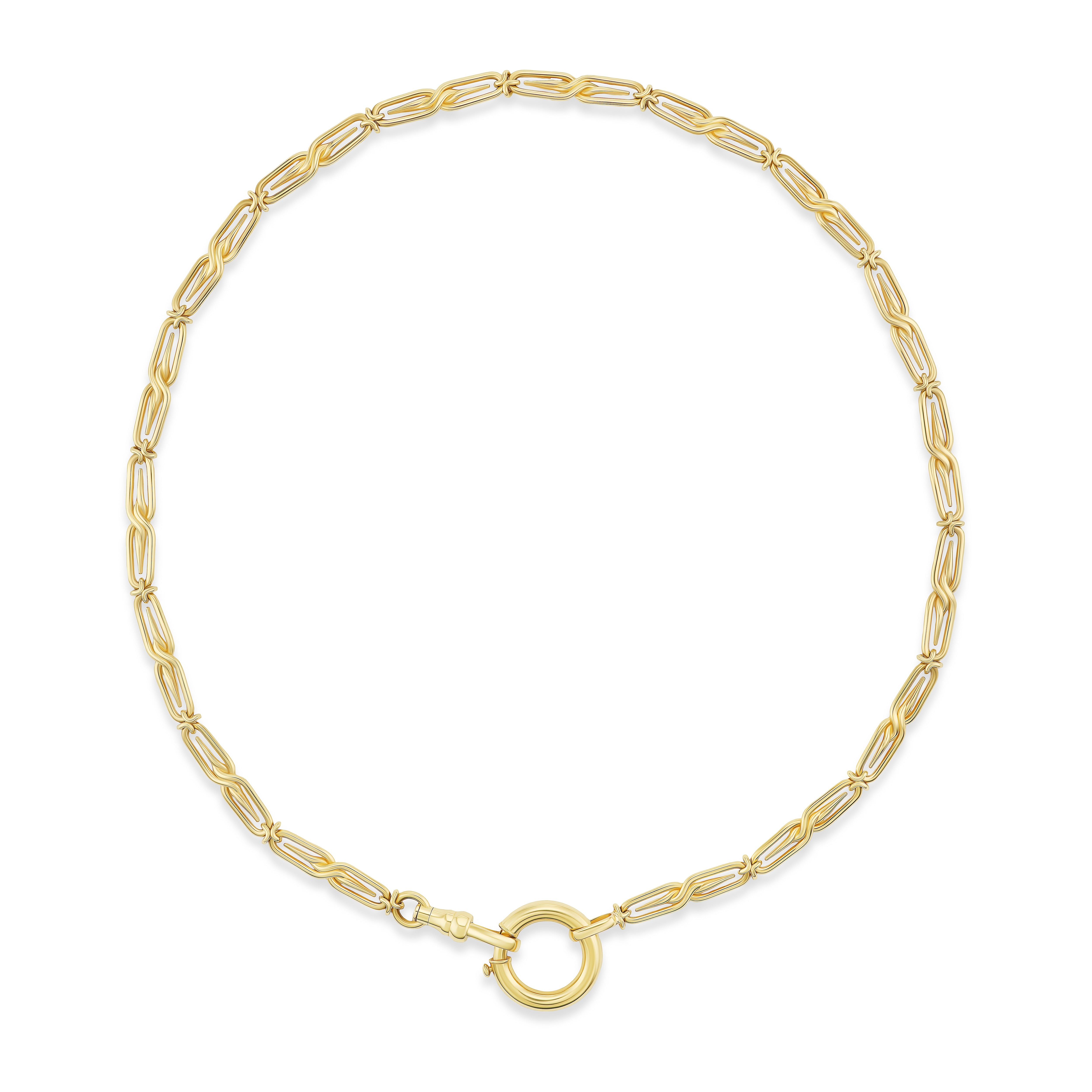 18k yellow gold 17" open link love knotted spiked link chain necklace by Circa 1700 Tiny Gods 
