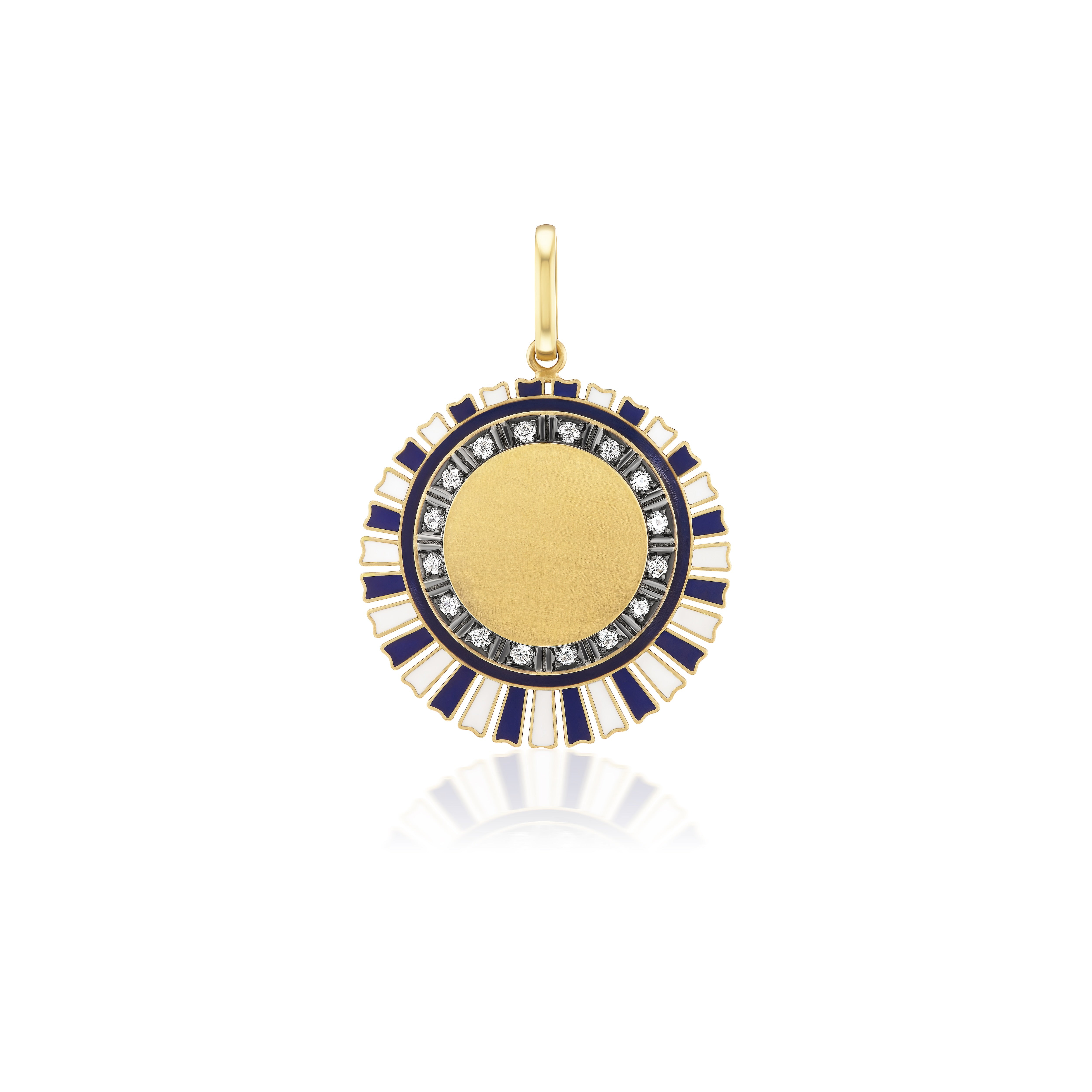 18k yelow gold two tone blue and white enamel diamond love token by Circa 1700 Tiny Gods 