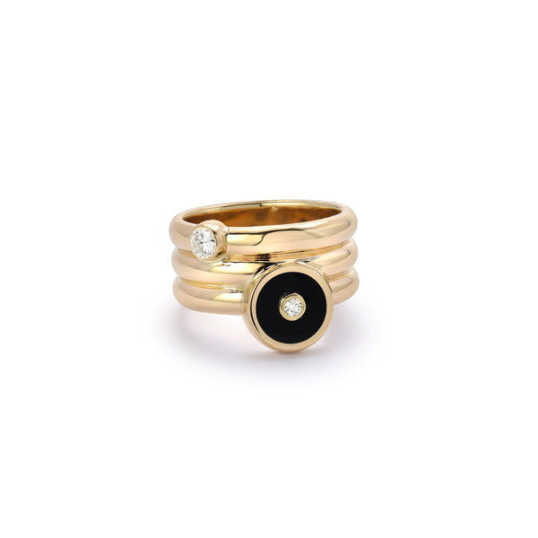 14k yellow gold triple coil mini compass ring by Retrouvai Tiny Gods