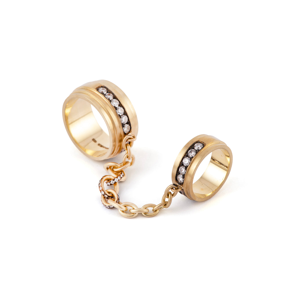 Connected Double Band Diamond Ring