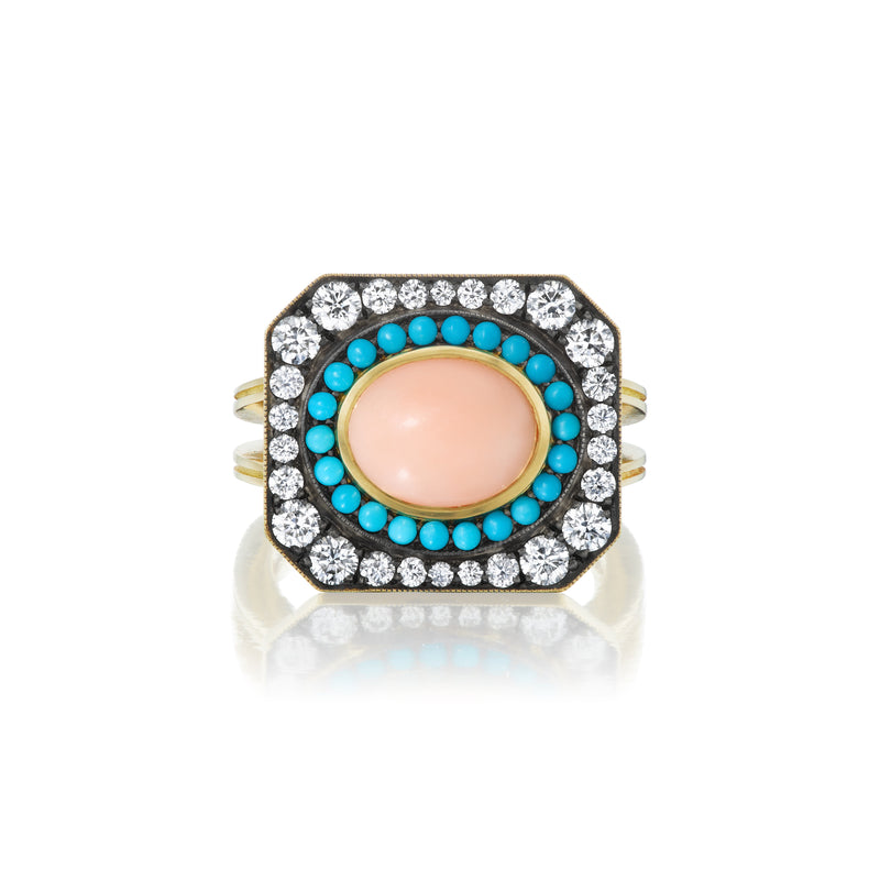 Japanese Coral & Turquoise Renee Ring