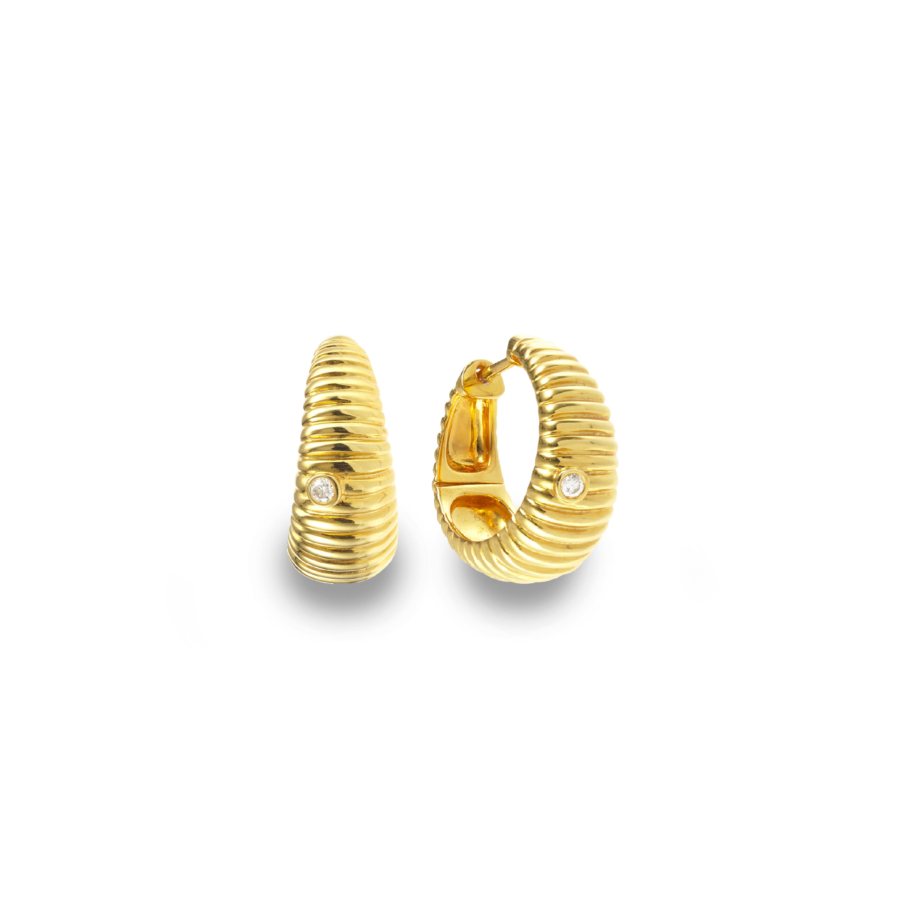 9k yellow gold creole berlingot hoop earrings by Yvonne Leon Tiny Gods 