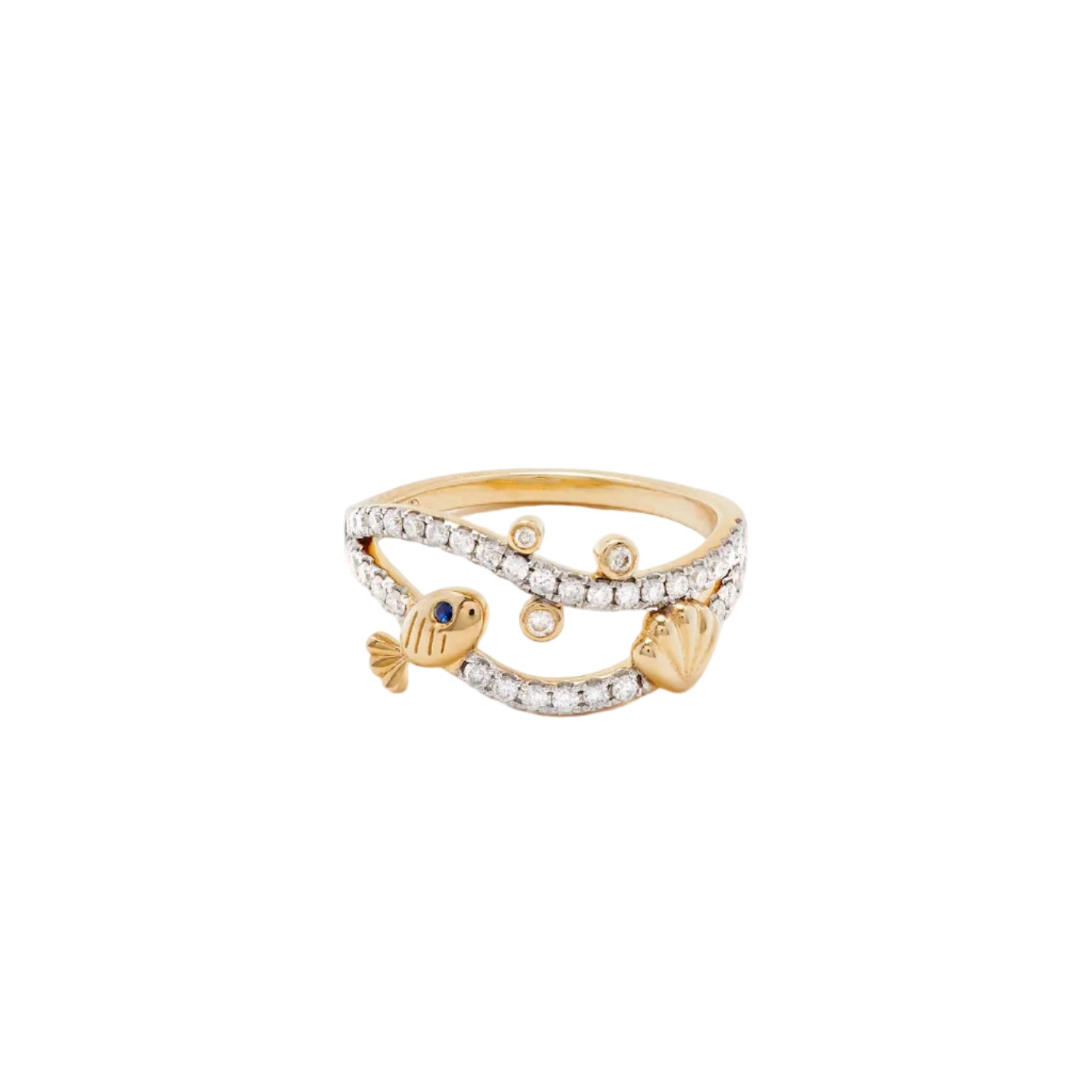 curved diamond fish ring yellow gold Yvonne Leon tiny gods 