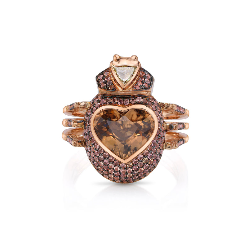 Daniela Villegas beetle ring brown heart tiny gods trunk show