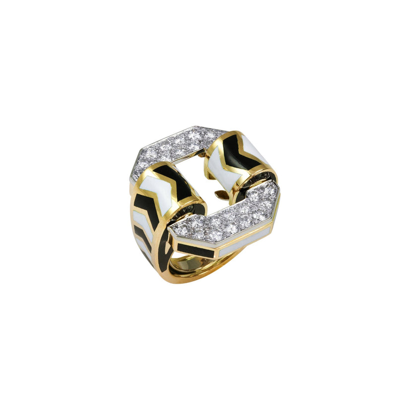 David Webb chevron diamond buckle ring Tiny gods