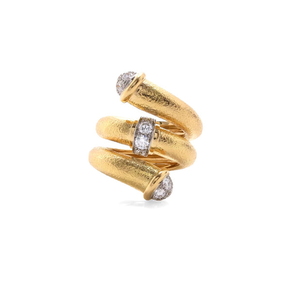 David Webb tipe pipe ring hammered gold tiny gods